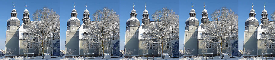 Wodden church in Clausthal-Zellerfeld in Winter, Harz mountains