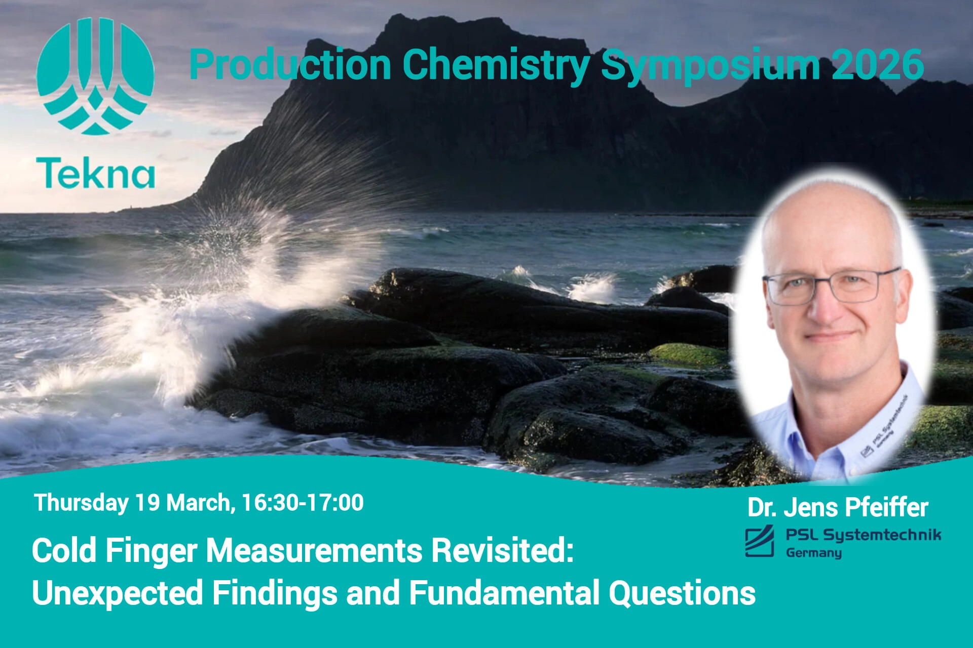 Speaker Dr. Jens Pfeiffer at Tekna Porduction Chemistry Symposium 2026